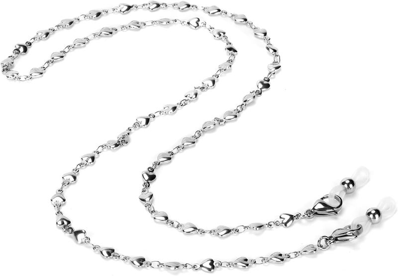 Hongeely Eyeglass Chain Silver Stainless Steel Handmade Necklace for Reading Glasses Sunglass Beaded Chains for Men Women - Image 5